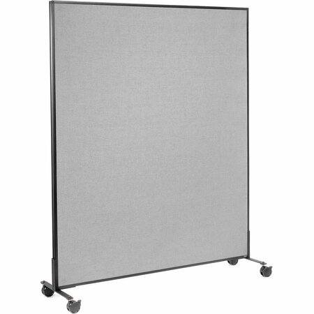 INTERION BY GLOBAL INDUSTRIAL Interion Mobile Office Partition Panel, 60-1/4inW x 75inH, Gray 694963MGY